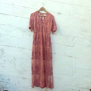 Lace Maxi Romper Small Honey Punch Coral Pink